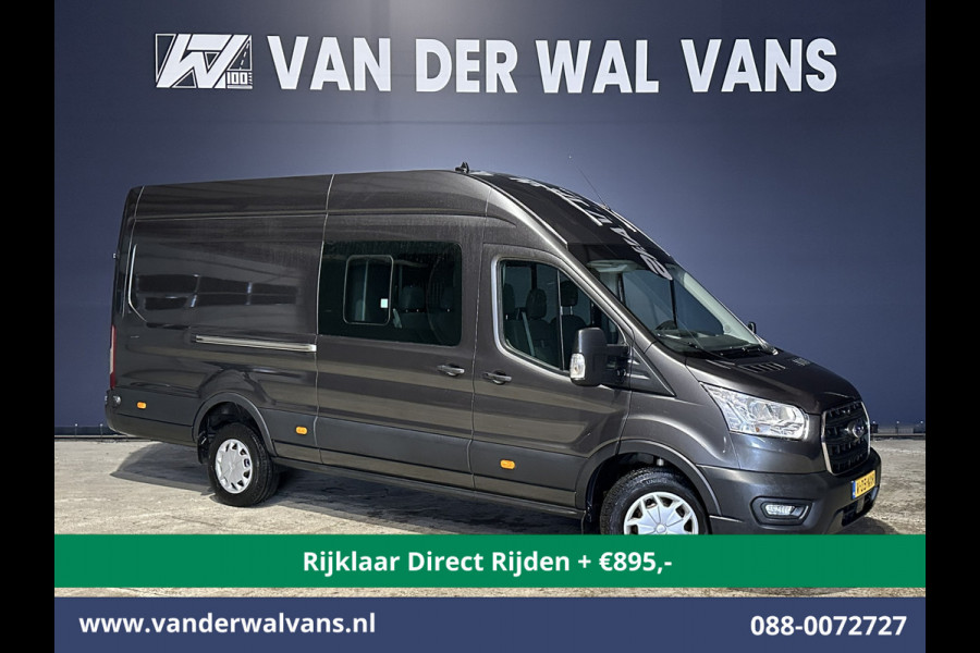 Ford Transit 2.0 TDCI 185pk L4H3 Dubbele Cabine Euro6 *Rijklaar* Airco | 6-Zits | Camera | Cruisecontrol Parkeersensoren, 2800kg trekvermogen