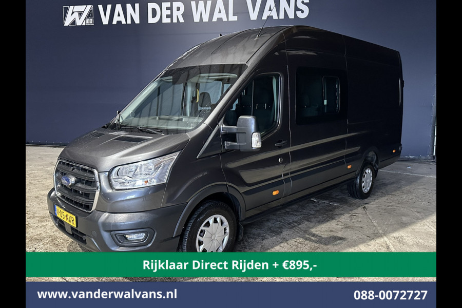 Ford Transit 2.0 TDCI 185pk L4H3 Dubbele Cabine Euro6 *Rijklaar* Airco | 6-Zits | Camera | Cruisecontrol Parkeersensoren, 2800kg trekvermogen