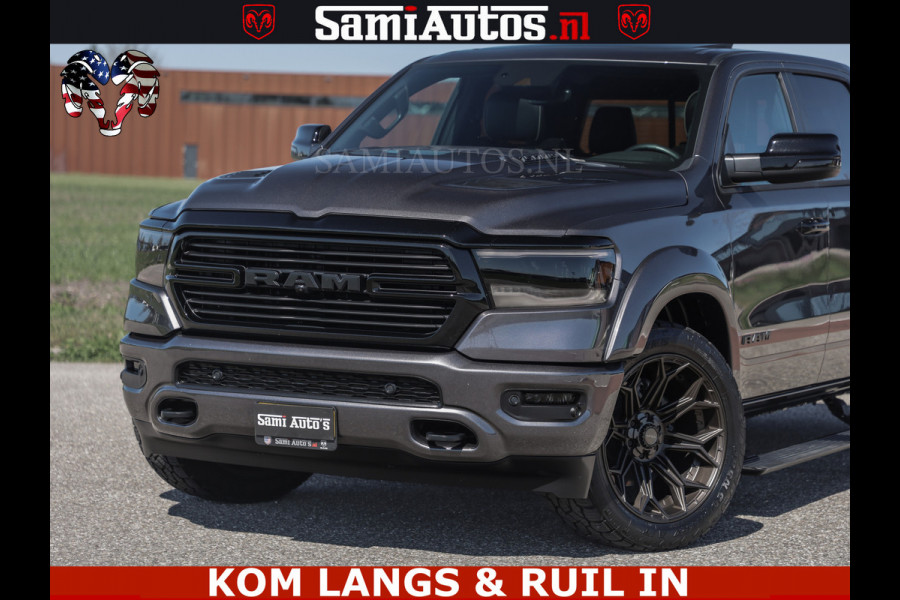 Dodge Ram HULK PACK | 360 CAMERA | ADAPTIVE CRUSE | PANODAK | VOLLE UITVOERING | LARAMIE NIGHT | 5.7 V8 HEMI 402PK 4x4 | CREWCAB 5 PERSOONS | GRIJSKENTEKEN | Granite Crystal Metallic Mijn Voorraad Nr 1998 - 24130