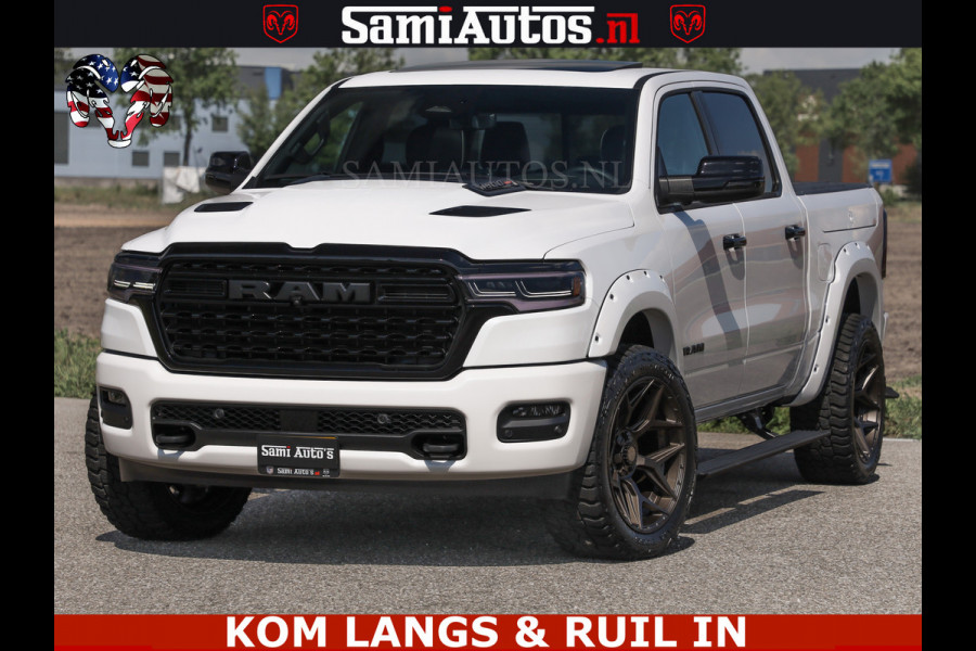 Dodge Ram Limited Night High Output 540HP 706Nm | Massage + Full Option | De Meest Luxe en Volle Pick-Up in zijn Klasse | Comfortabele Dubbele Cabine met Royale 5 Zitplaatsen | BPM vrij | Nu Leverbaar uit Voorraad | Voorraad Nr 2351 - 7478
