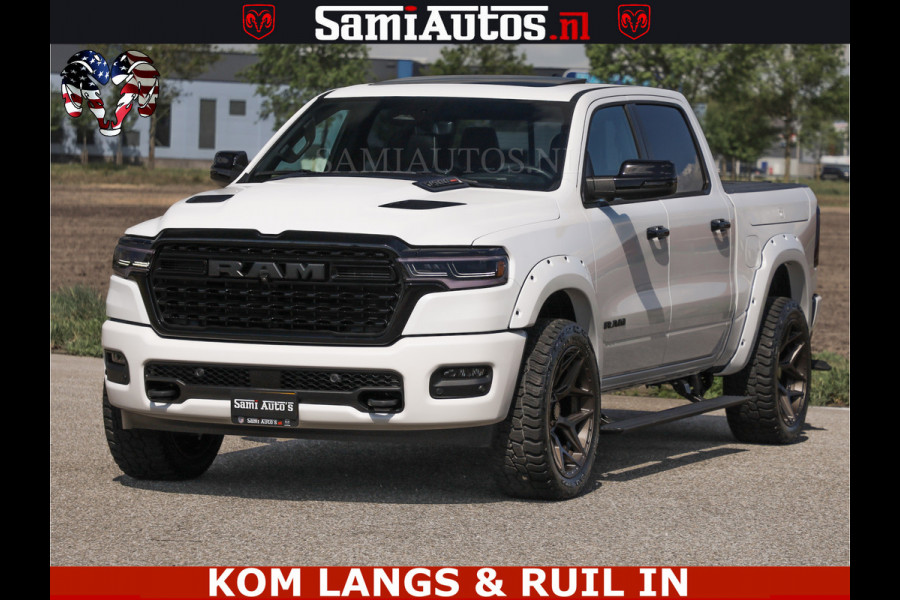 Dodge Ram Limited Night High Output 540HP 706Nm | Massage + Full Option | De Meest Luxe en Volle Pick-Up in zijn Klasse | Comfortabele Dubbele Cabine met Royale 5 Zitplaatsen | BPM vrij | Nu Leverbaar uit Voorraad | Voorraad Nr 2351 - 7478