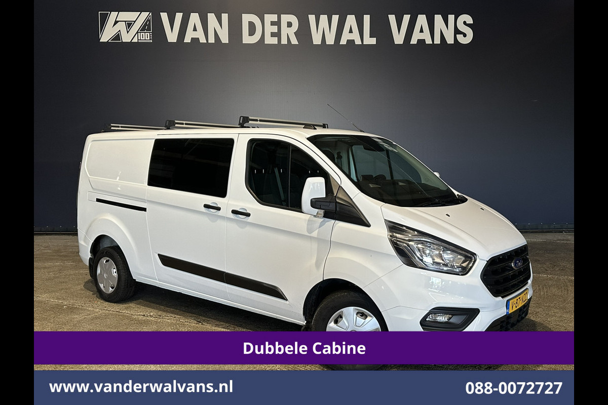 Ford Transit Custom 2.0 TDCI 170pk L2H1 Dubbele Cabine Euro6 ** Rijklaar direct rijden ** Airco | 6-Zits | Camera | Navigatie | LED | Apple Carplay Android Auto, Cruisecontrol, Stoelverwarming, Verwarmde voorruit, Parkeersensoren, 2800kg trekvermogen, Dakdragers