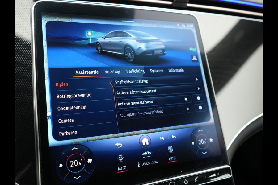 Mercedes-Benz EQE 350 Advantage 100 kWh 292pk Dealer O.H. | Adaptive Cruise | Luchtvering | Burmester Audio | Digital Light | 360 Camera | Lederen Sportstoelen Memory & Verwarmd | Sfeerverlichting | Keyless | Apple Carplay | Virtual | Navigatie |