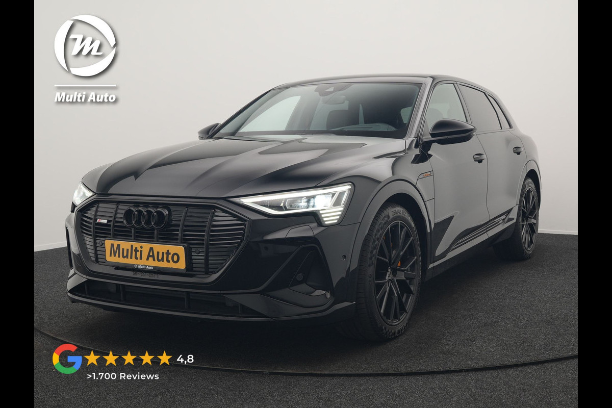 Audi e-tron 50 Quattro Black Edition 313pk 71 kWh Dealer O.H. | Luchtvering | Trekhaak | Camera | Head Up | Lederen Sportstoelen Memory & Verwarmd | Bang & Olufsen | Cruise Control | Keyless | Sfeerverlichting | Apple Carplay | Navigatie | DAB | 21''L.M |