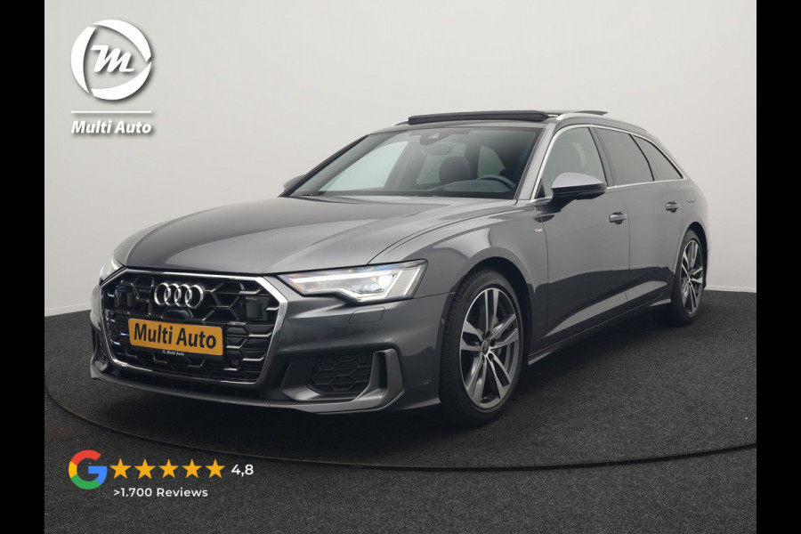 Audi A6 Avant 50 TFSI e quattro S-Line PHEV 300pk Dealer O.H | Panodak | Head Up | Adaptive Cruise | Lederen Sportstoelen Memory & Verwarmd | S Sportstuur Verwarmd | Apple Carplay | Blis | Sfeerverlichting | Keyless | Navigatie | Virtual | DAB | 19" L. | Plug In Hybrid |