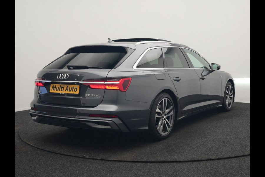 Audi A6 Avant 50 TFSI e quattro S-Line PHEV 300pk Dealer O.H | Panodak | Head Up | Adaptive Cruise | Lederen Sportstoelen Memory & Verwarmd | S Sportstuur Verwarmd | Apple Carplay | Blis | Sfeerverlichting | Keyless | Navigatie | Virtual | DAB | 19" L. | Plug In Hybrid |