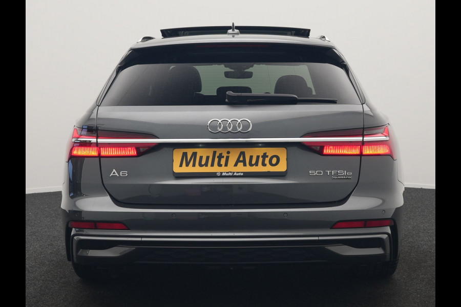 Audi A6 Avant 50 TFSI e quattro S-Line PHEV 300pk Dealer O.H | Panodak | Head Up | Adaptive Cruise | Lederen Sportstoelen Memory & Verwarmd | S Sportstuur Verwarmd | Apple Carplay | Blis | Sfeerverlichting | Keyless | Navigatie | Virtual | DAB | 19" L. | Plug In Hybrid |
