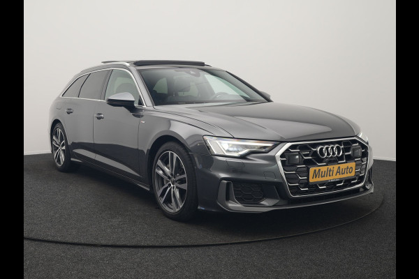 Audi A6 Avant 50 TFSI e quattro S-Line PHEV 300pk Dealer O.H | Panodak | Head Up | Adaptive Cruise | Lederen Sportstoelen Memory & Verwarmd | S Sportstuur Verwarmd | Apple Carplay | Blis | Sfeerverlichting | Keyless | Navigatie | Virtual | DAB | 19" L. | Plug In Hybrid |
