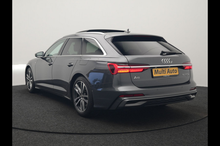 Audi A6 Avant 50 TFSI e quattro S-Line PHEV 300pk Dealer O.H | Panodak | Head Up | Adaptive Cruise | Lederen Sportstoelen Memory & Verwarmd | S Sportstuur Verwarmd | Apple Carplay | Blis | Sfeerverlichting | Keyless | Navigatie | Virtual | DAB | 19" L. | Plug In Hybrid |