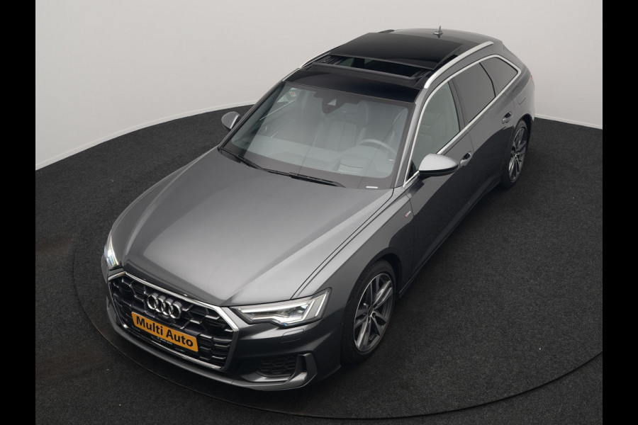 Audi A6 Avant 50 TFSI e quattro S-Line PHEV 300pk Dealer O.H | Panodak | Head Up | Adaptive Cruise | Lederen Sportstoelen Memory & Verwarmd | S Sportstuur Verwarmd | Apple Carplay | Blis | Sfeerverlichting | Keyless | Navigatie | Virtual | DAB | 19" L. | Plug In Hybrid |