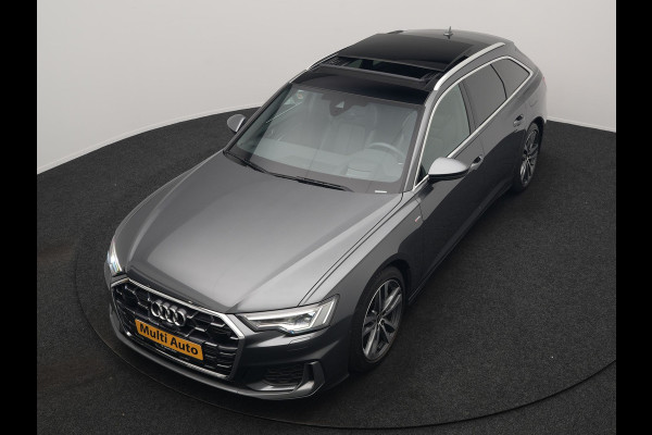 Audi A6 Avant 50 TFSI e quattro S-Line PHEV 300pk Dealer O.H | Panodak | Head Up | Adaptive Cruise | Lederen Sportstoelen Memory & Verwarmd | S Sportstuur Verwarmd | Apple Carplay | Blis | Sfeerverlichting | Keyless | Navigatie | Virtual | DAB | 19" L. | Plug In Hybrid |