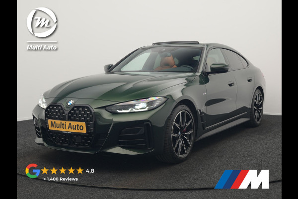 BMW 4 Serie Gran Coupé 430i M Sport 245pk Dealer O.H Sanremo Green | Panodak | Lederen Competition Stoelen Memory & Verwarmd | Adaptive Onderstel | 360 Camera | Harman & Kardon | 19" L.M | Carbon | Apple Carplay | Navigatie | Blis | Virtual | DAB |