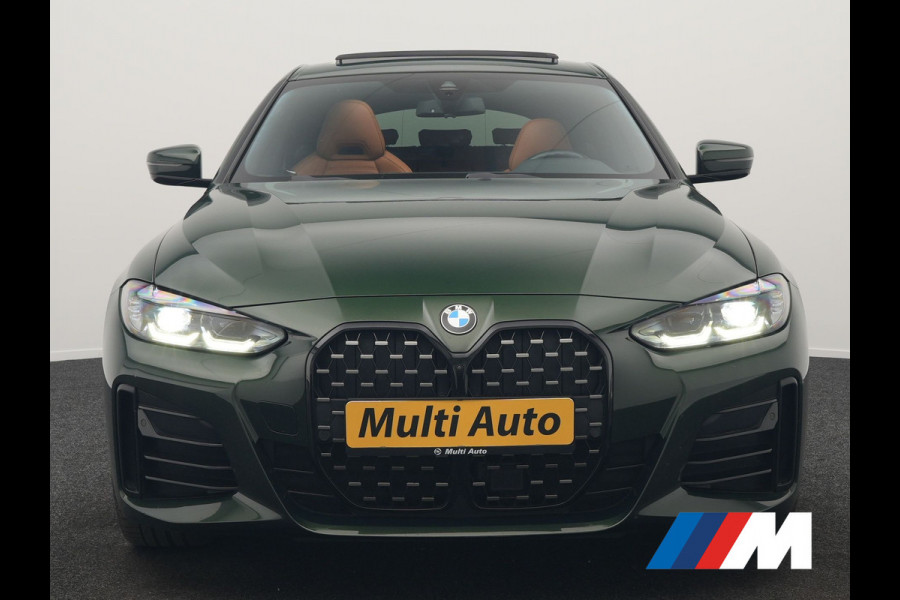BMW 4 Serie Gran Coupé 430i M Sport 245pk Dealer O.H Sanremo Green | Panodak | Lederen Competition Stoelen Memory & Verwarmd | Adaptive Onderstel | 360 Camera | Harman & Kardon | 19" L.M | Carbon | Apple Carplay | Navigatie | Blis | Virtual | DAB |
