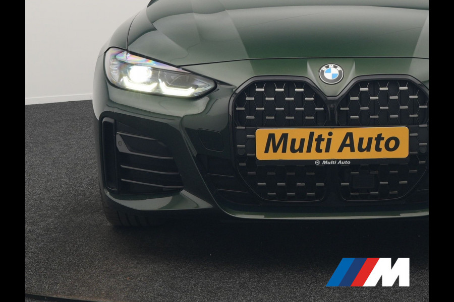 BMW 4 Serie Gran Coupé 430i M Sport 245pk Dealer O.H Sanremo Green | Panodak | Lederen Competition Stoelen Memory & Verwarmd | Adaptive Onderstel | 360 Camera | Harman & Kardon | 19" L.M | Carbon | Apple Carplay | Navigatie | Blis | Virtual | DAB |