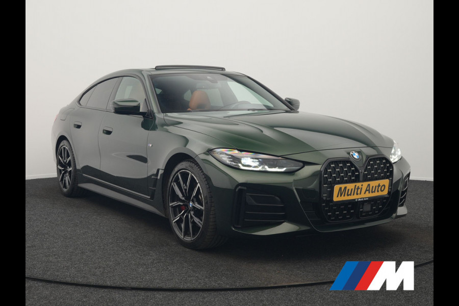 BMW 4 Serie Gran Coupé 430i M Sport 245pk Dealer O.H Sanremo Green | Panodak | Lederen Competition Stoelen Memory & Verwarmd | Adaptive Onderstel | 360 Camera | Harman & Kardon | 19" L.M | Carbon | Apple Carplay | Navigatie | Blis | Virtual | DAB |