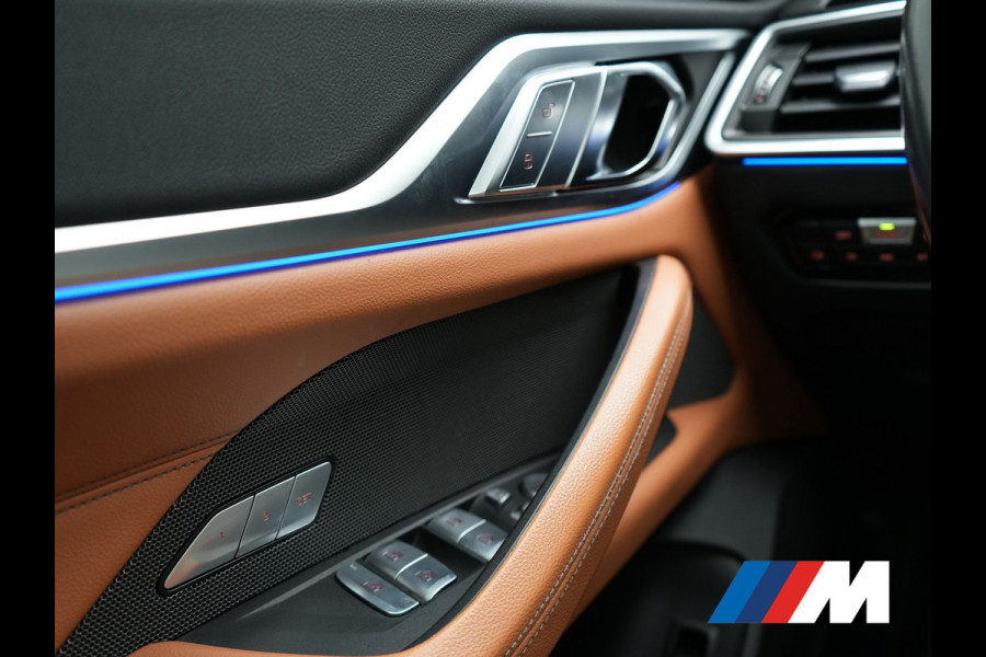 BMW 4 Serie Gran Coupé 430i M Sport 245pk Dealer O.H Sanremo Green | Panodak | Lederen Competition Stoelen Memory & Verwarmd | Adaptive Onderstel | 360 Camera | Harman & Kardon | 19" L.M | Carbon | Apple Carplay | Navigatie | Blis | Virtual | DAB |