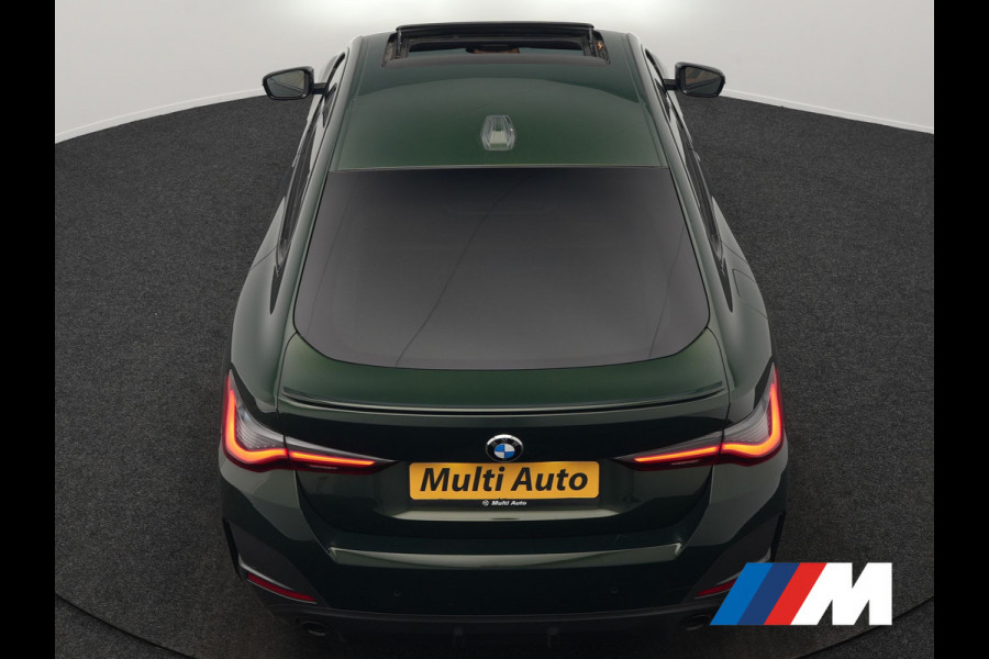 BMW 4 Serie Gran Coupé 430i M Sport 245pk Dealer O.H Sanremo Green | Panodak | Lederen Competition Stoelen Memory & Verwarmd | Adaptive Onderstel | 360 Camera | Harman & Kardon | 19" L.M | Carbon | Apple Carplay | Navigatie | Blis | Virtual | DAB |