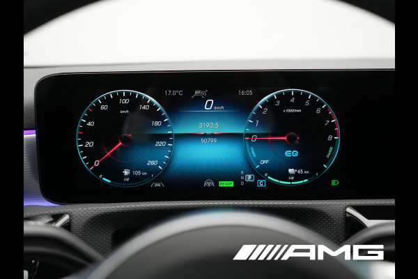 Mercedes-Benz A-Klasse 250 e **SONDERFARBE!** AMG Limited PHEV 218pk | Adaptive Cruise | Head Up | Multi Beam LED | Alcantara Sportstoelen Verwarmd | Night Pakket | Sfeerverlichting | MBUX | Apple Carplay | Widescreen Navi | 19"L.M | Mountaingrau Magno | Plug