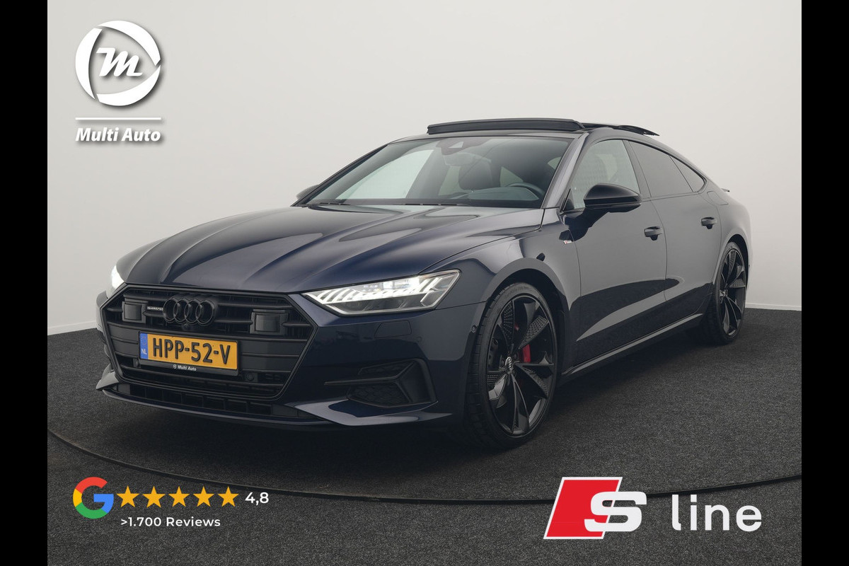 Audi A7 Sportback 50 TFSI e Quattro 2x S Line PHEV 299pk | Trekhaak Af Fabriek | Panodak | Head Up | Adaptive Cruise | Bang & Olufsen | 360 Camera | Alcantara Sportstoelen Memory & Verwarmd | Matrix LED | Stuur Verwarmd | Sfeerverlichting | Keyless | Plug In Hybrid |