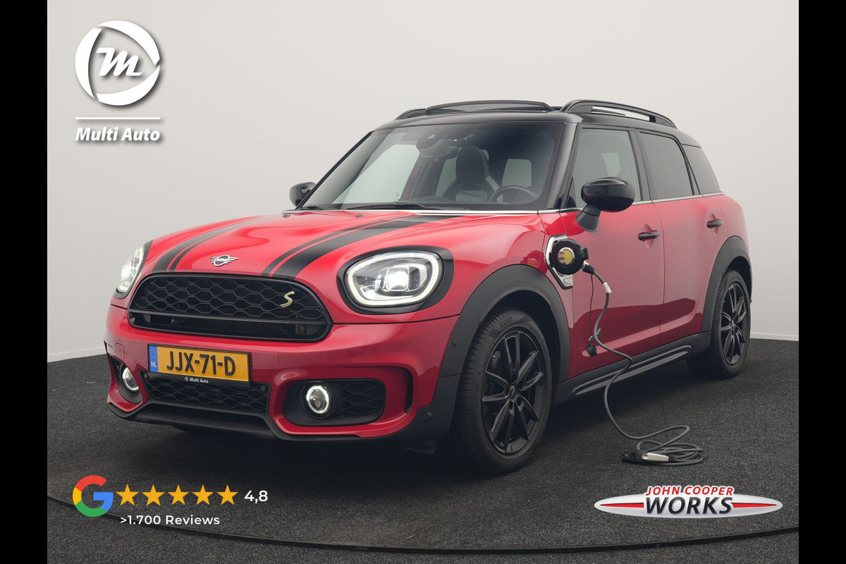 MINI Countryman Cooper S E ALL4 FACELIFT JCW PHEV 220pk Dealer O.H | Panodak | JCW Alcantara Sportstoelen Verwarmd | Head Up | Camera | Apple Carplay | Sfeerverlichting | Keyless | Virtual | Navigatie | DAB | Plug In Hybrid