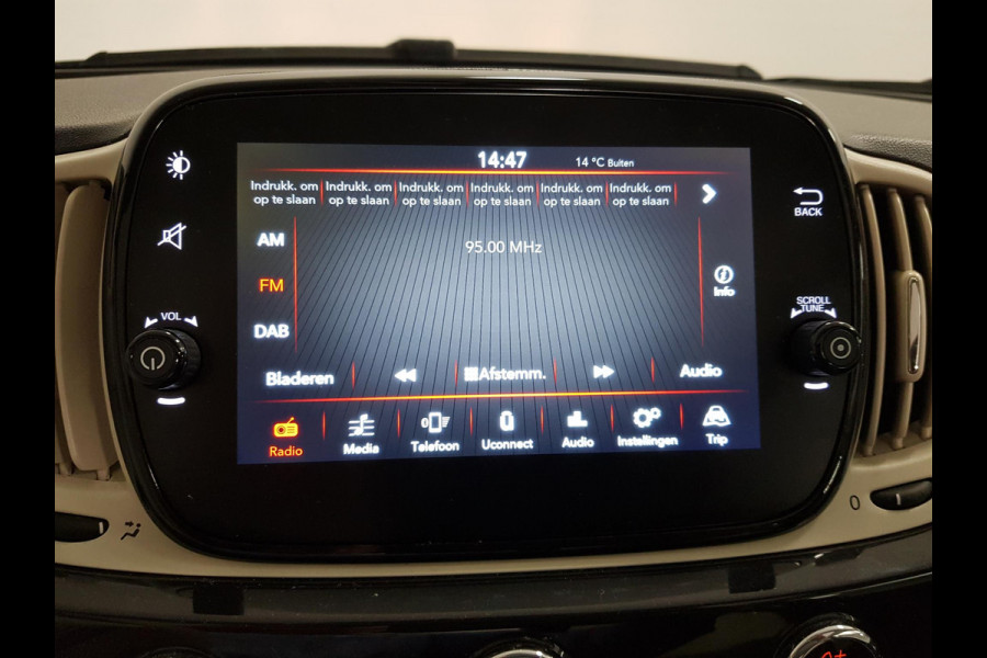 Fiat 500C 1.0 Hybrid Lounge + Navigatie Climate Control Cruise Control DAB Parkeer Sensoren Lichtmetalen velgen