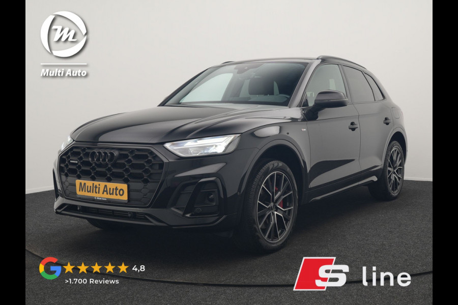 Audi Q5 50 TFSI e S edition PHEV 300pk Dealer O.H. | Trekhaak Af Fabriek | Camera | Lederen Sportstoelen Verwarmd | Sfeerverlichting | Keyless | Blis | Navigatie | DAB | 20"L.M | Virtual | Plug In Hybrid |