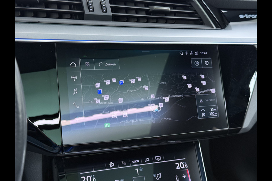 Audi e-tron 55 Quattro Advanced Edition Plus 95kWh Panoramadak Leder/Alcantara Adap.Cruise Camera Apple Carplay Android Auto Navi Ecc SOH 86 Elek.Stoelen+Memory+Verwarmd Elek.Achterklep Lmv 21" Keyless Privacy Glas Led DAB Dealeronderhouden Origineel Nederlandse Auto