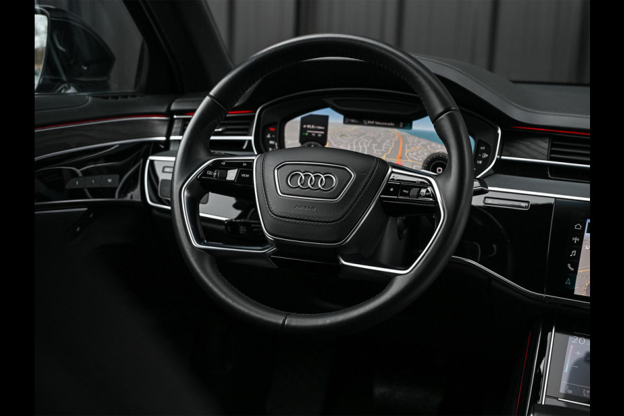 Audi A8 55 TFSI quattro Pro Line Plus 55 TFSI QUATTRO PRO LINE PLUS | LUCHTVERING | STANDKACHEL | VIRTUAL COCKPIT | LUCHTVERING | ADAPTIVE CRUISE | STOELVERWARMING EN -VENTILATIE | MASSAGE | 360 CAMERA | PANORAMADAK | LED | STUURVERWARMING | HEAD-UP | AMBIANCE INTERIEUR | SOFT-CLOSE |
