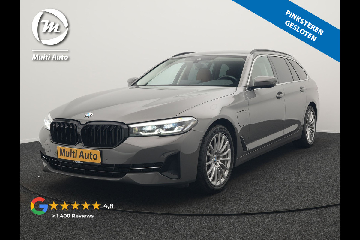 BMW 5 Serie Touring 530e Sportline PHEV 293pk Dealer O.H Bernina Grau Metallic | Trekhaak Afn. | M Sportstuur | Camera | Lederen Sportstoelen Verwarmd | Cruise Control | BMW LED | Hifi Sound | Apple Carplay | Navigatie | Virtual | DAB |  Plug In Hybrid