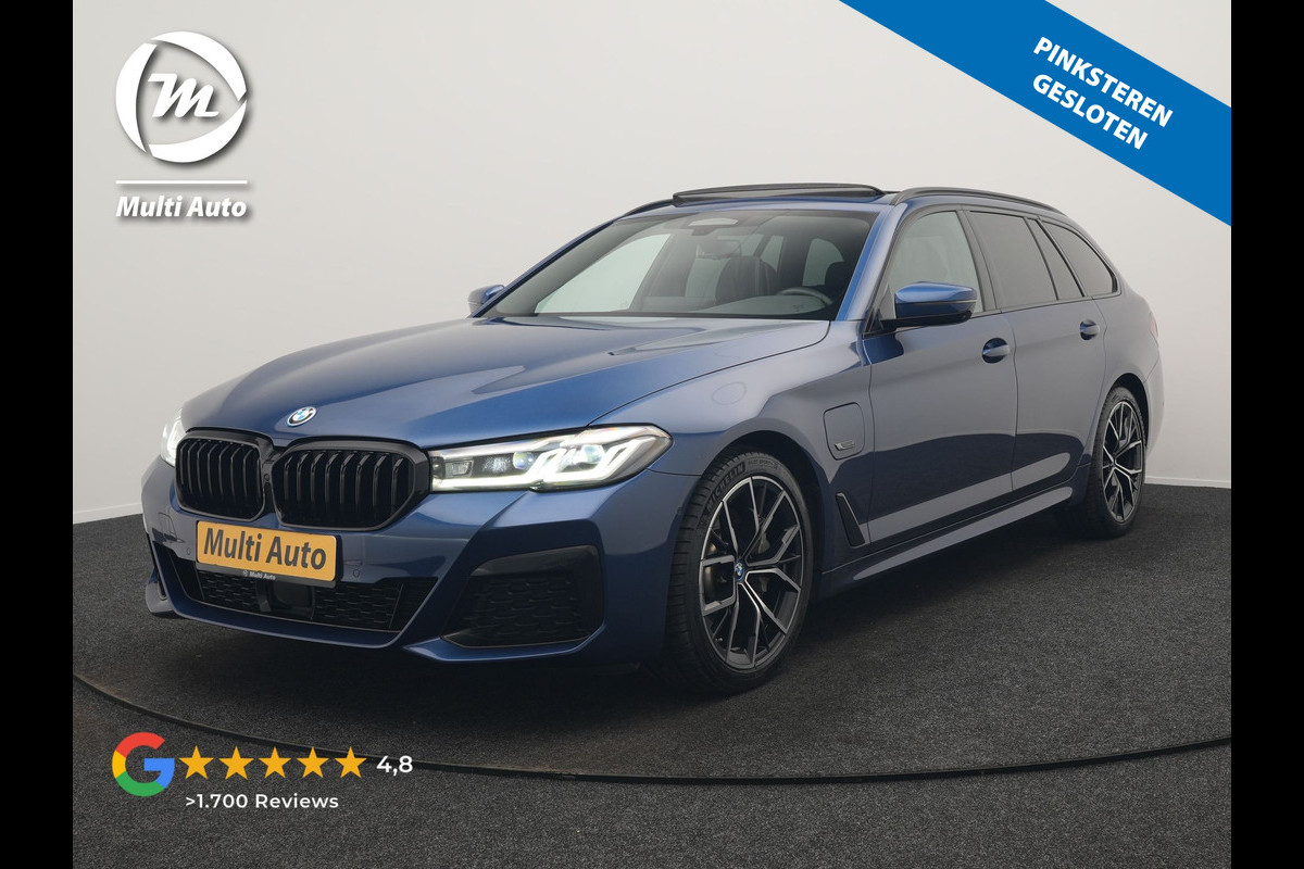 BMW 5 Serie Touring 530e M Sport PHEV 293pk Dealer O.H. | Panodak | Adaptive Cruise | 360 Camera | Harman / Kardon | Lederen Comfortzetels Memory & Verwarmd | Adaptive LED | Apple Carplay | Blis | Sfeerverlichting | Navigatie | DAB | Plug In Hybrid |