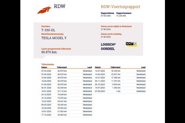 Tesla Model Y RWD 300PK LFP Accu SOH 92,5% Trekhaak Warmtepomp Leder Navi Ecc Adap.Cruise Panoramadak Camera's Stuur+Stoelverwarming Led Traffic-Aware Cruise Control Toybox Elek.Achterklep 1.600KG Trekgewicht 1e Eigenaar Origineel Nederlandse Auto