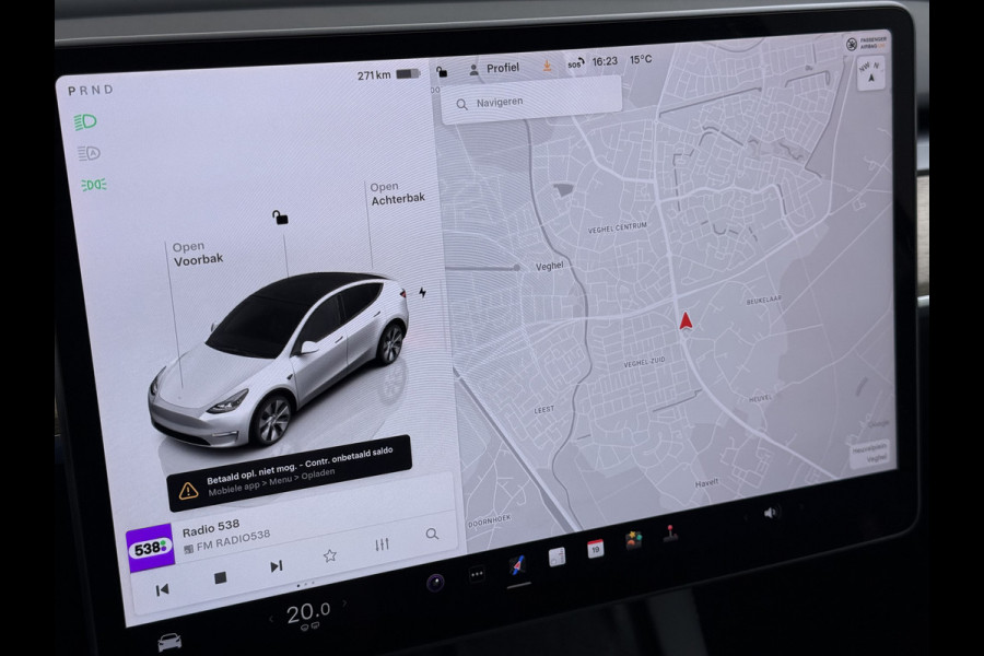 Tesla Model Y RWD 300PK LFP Accu SOH 92,5% Trekhaak Warmtepomp Leder Navi Ecc Adap.Cruise Panoramadak Camera's Stuur+Stoelverwarming Led Traffic-Aware Cruise Control Toybox Elek.Achterklep 1.600KG Trekgewicht 1e Eigenaar Origineel Nederlandse Auto