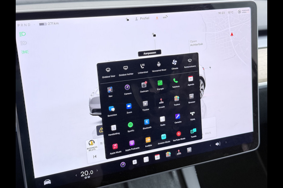 Tesla Model Y RWD 300PK LFP Accu SOH 92,5% Trekhaak Warmtepomp Leder Navi Ecc Adap.Cruise Panoramadak Camera's Stuur+Stoelverwarming Led Traffic-Aware Cruise Control Toybox Elek.Achterklep 1.600KG Trekgewicht 1e Eigenaar Origineel Nederlandse Auto