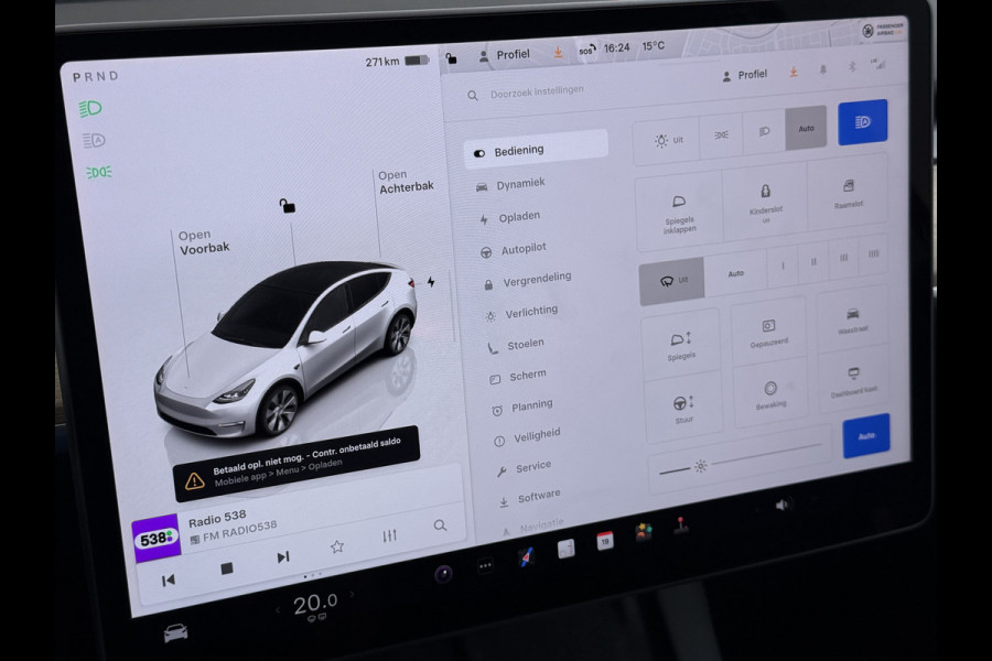 Tesla Model Y RWD 300PK LFP Accu SOH 92,5% Trekhaak Warmtepomp Leder Navi Ecc Adap.Cruise Panoramadak Camera's Stuur+Stoelverwarming Led Traffic-Aware Cruise Control Toybox Elek.Achterklep 1.600KG Trekgewicht 1e Eigenaar Origineel Nederlandse Auto