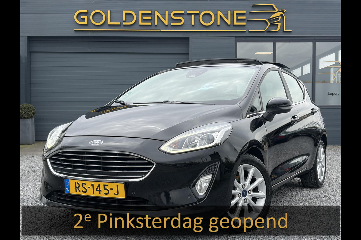 Ford Fiesta 1.0 EcoBoost Titanium 2e Eigenaar,Pano,Camera,Navi,PDC V+A,Carplay,Clima,Cruise,Dealer Onderhouden,6 Bak,N.A.P,102pk,Lm velgen,Apk tot 02-2027
