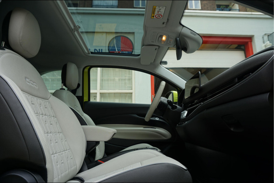 Fiat 500 e La Prima | Ultra Luxe | Leer | Panorama | Adaptive cruise + Lane | Apple Carplay | 17inck Sportvelgen | Full LED | Acid Yellow