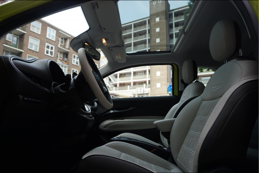 Fiat 500 e La Prima | Ultra Luxe | Leer | Panorama | Adaptive cruise + Lane | Apple Carplay | 17inck Sportvelgen | Full LED | Acid Yellow