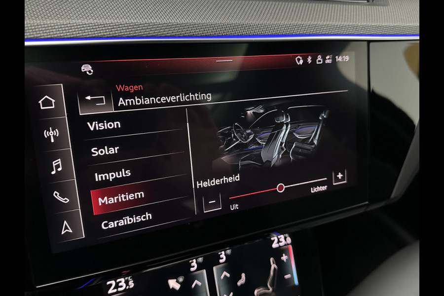 Audi e-tron Sportback S 504pk | RS-Stoelen | Panorama | 360 Camera | Valcona Leder | ACC | B&O Sound | Luchtvering | Soft-Close | Camera Spiegels | Nachtzicht | Keyless-Entry | Head-Up | 4-Zone Clima | Stoelverwarming V+A | Sfeerverlichting | Memory | Carplay |