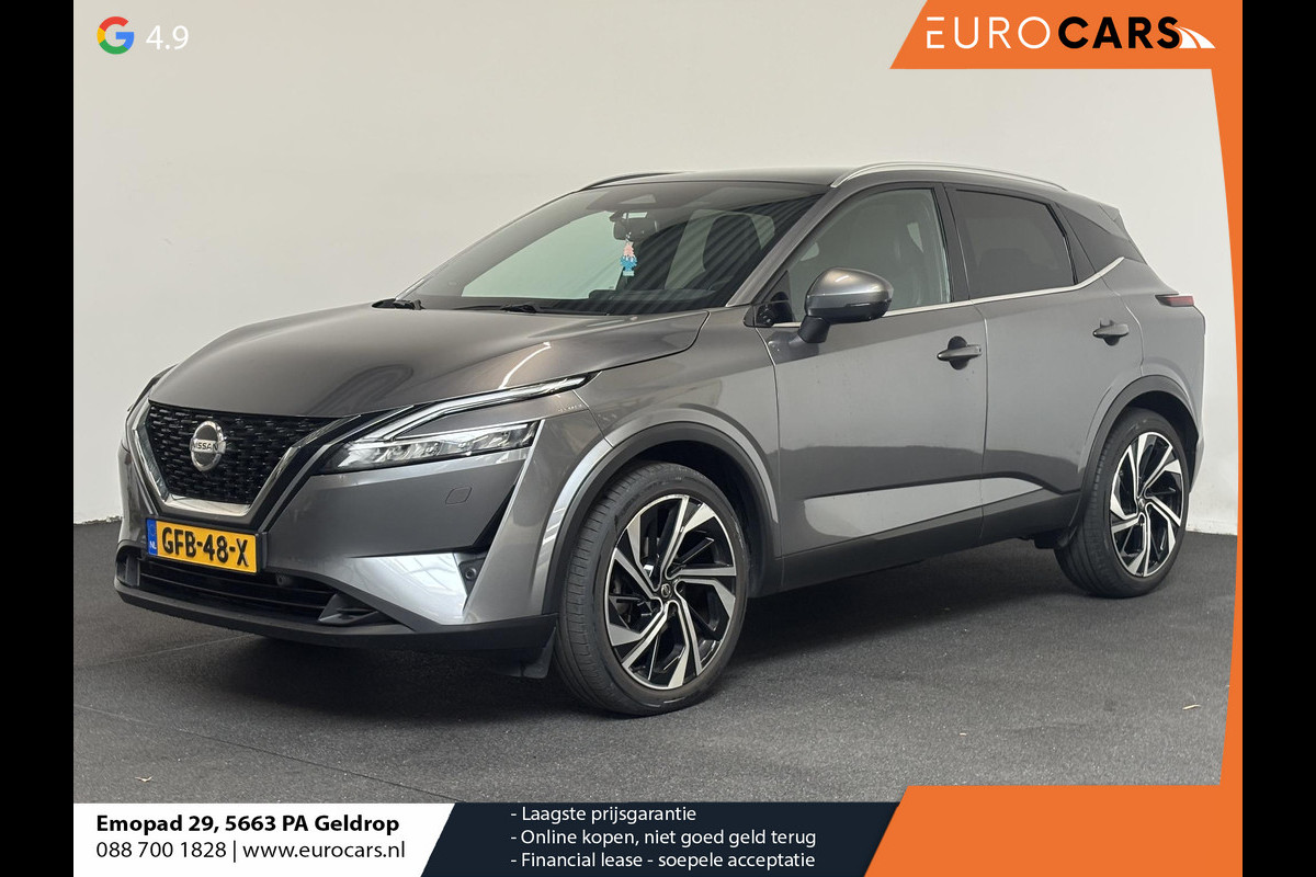 Nissan QASHQAI 1.3 MHEV DIG-T 158pk Xtronic Tekna+ Navigatie Apple Carplay/Android Auto Parkeersensoren 360 camera Adaptive cruise control Elektrisch panoramadak achterklep en bestuurderstoel Stoel-en stuurverwarming