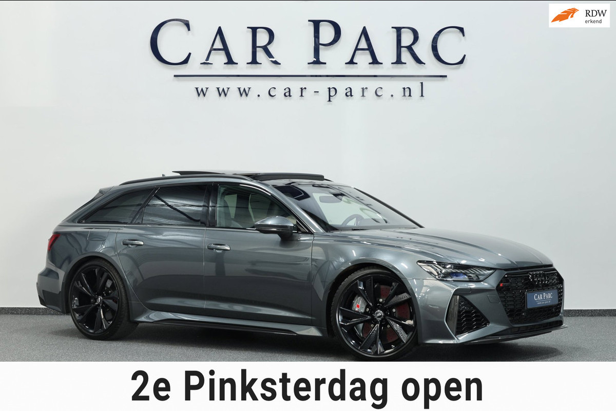 Audi RS6 Avant 4.0 TFSI quattro 600+PK BTW/KERAMISCH/SOFTCLOSE/VIRTUAL/B&O 3D/ACHTERASB/SFEER/PANO/22"/360 CAM/12 MND GARANTIE!