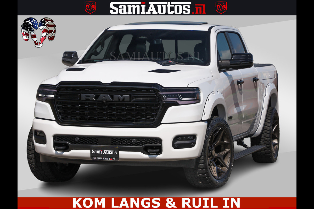 Dodge Ram Limited Night High Output 540HP 706Nm | Massage + Full Option | De Meest Luxe en Volle Pick-Up in zijn Klasse | Comfortabele Dubbele Cabine met Royale 5 Zitplaatsen | BPM vrij | Nu Leverbaar uit Voorraad | Voorraad Nr 2351 - 7478
