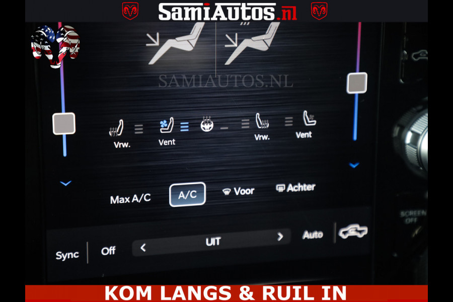 Dodge Ram DELMONICO | LIMITED NIGHT 5.7 V8 | BOM VOL | HUD | LUCHTVERING | MEEST LUXE DUBBELE CABINE | 5 PERSOONS | ROYALE STOELEN MET LUXE BEKLEDING | DC | GRIJSKENTEKEN | Z.G.A.N | EERSTE EIGENAAR | ORIGINELE NEDERLANDSE AUTO |