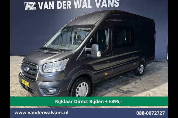 Ford Transit 2.0 TDCI 185pk L4H3 Dubbele Cabine Euro6 *Rijklaar Direct Rijden* Airco | 6-Zits | Camera | Cruisecontrol Parkeersensoren, 2800kg trekvermogen