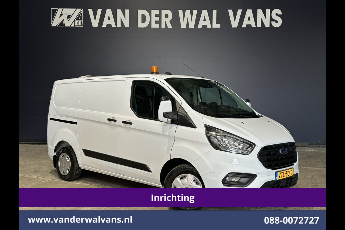Ford Transit Custom 2.0 TDCI L1H1 Inrichting Euro6 Airco | Camera | Omvormer | LED | Cruisecontrol | Android Auto Stoelverwarming, Verwarmde voorruit, Parkeersensoren, Bijrijdersbank, 2500kg Trekhaak
