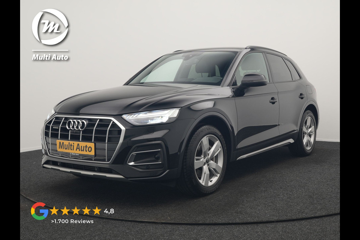 Audi Q5 50 TFSI e S Line FACELIFT PHEV 300pk Dealer O.H. | Luchtvering | Adaptive Cruise | Matrix Led | 360 Camera | Sportstoelen Verwarmd | Sfeerverlichting | Blis | Park Assist | Navigatie | DAB | Standkachel | Plug In Hybrid |