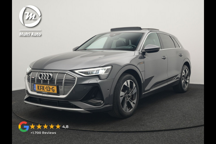 Audi e-tron 50 Quattro 2x S Line 313pk 71 kWh Dealer O.H INCL BTW | Luchtvering | Panodak | Head Up | Adaptive Cruise | Sfeerverlichting | Lederen Sportstoelen Verwarmd | Keyless | Navigatie | 20"L.M | DAB | Virtual |