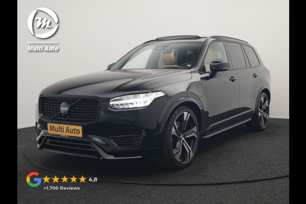 Volvo XC90 T8 Recharge AWD Ultimate Dark LONG RANGE 7 Persoons PHEV 455pk Dealer O.H. | Trekhaak Af Fabriek | Luchtvering | Panodak | Adaptive Cruise | Head Up | 360 Camera | Lederen Sportstoelen Massage & Ventilatie & Memory | Harman / Kardon | Keyless | Blis | Stoelen & Stuur Verwarmd | Plug In Hybrid |