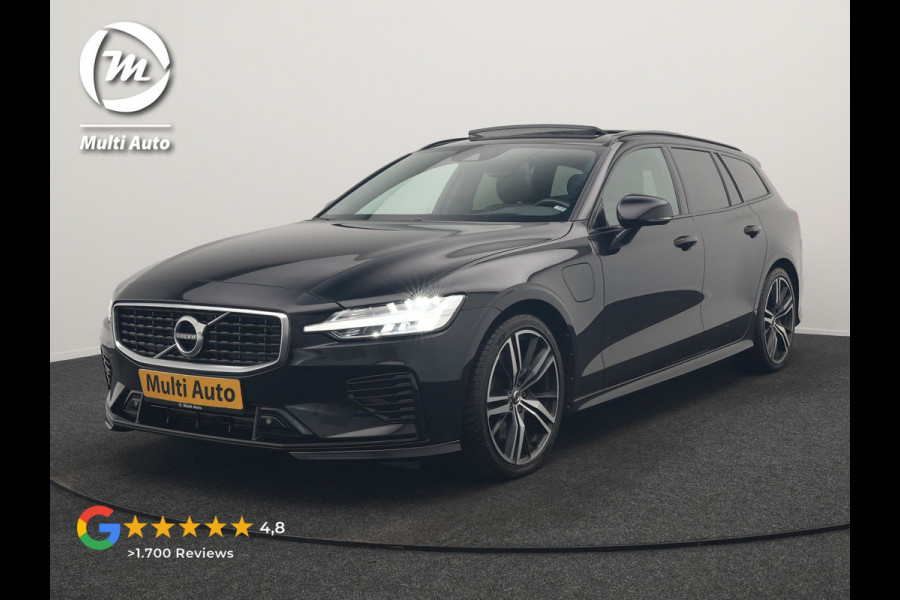 Volvo V60 T8 Twin Engine AWD R-Design PHEV 390pk Dealer O.H. | Trekhaak Af Fabriek | Panodak | Head Up | Harman / Kardon | Camera | Lederen Sportstoelen Memory & Verwarmd | Apple Carplay | Stuur Verwarmd | Navigatie | DAB | Plug In Hybrid |