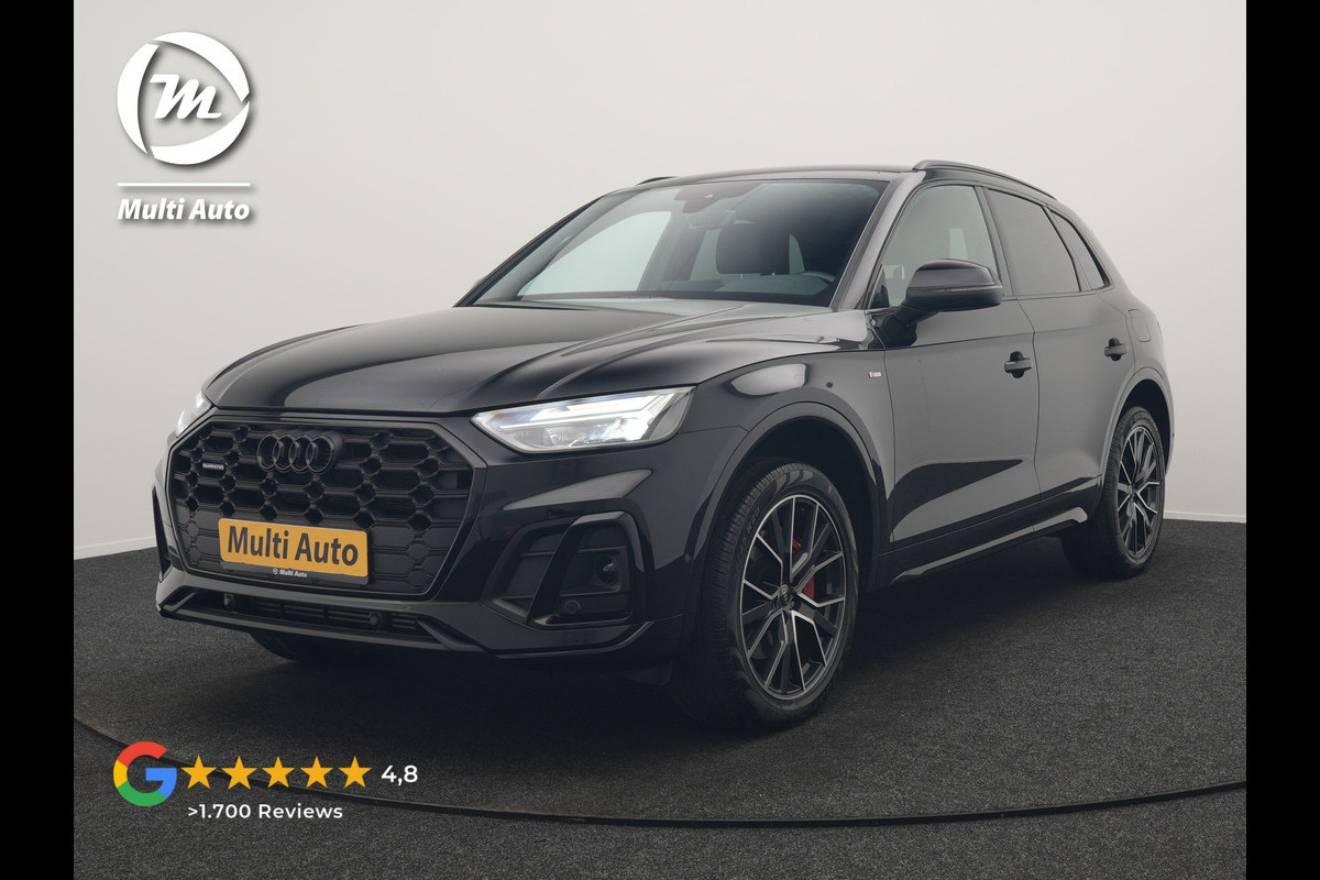 Audi Q5 50 TFSI e S edition PHEV 300pk Dealer O.H. | Trekhaak Af Fabriek | Camera | Lederen Sportstoelen Verwarmd | Sfeerverlichting | Keyless | Blis | Navigatie | DAB | 20"L.M | Virtual | Plug In Hybrid |