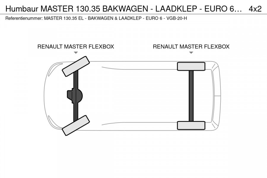 Humbaur MASTER 130.35 BAKWAGEN - LAADKLEP - EURO 6 - VGB-20-H